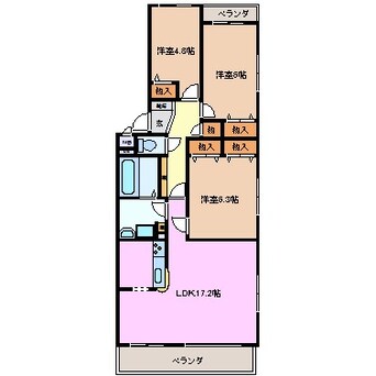 間取図 近鉄名古屋線/北楠駅 徒歩14分 2階 築19年