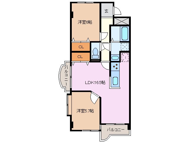 間取り図 近鉄湯の山線/桜駅 徒歩9分 5階 築17年