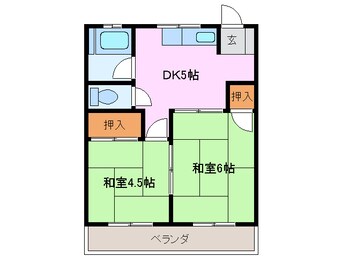 間取図 四日市あすなろう鉄道内部線/小古曽駅 徒歩8分 2階 築39年