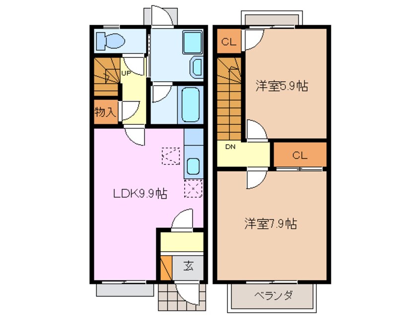 間取図 四日市あすなろう鉄道内部線/内部駅 徒歩19分 1階 築20年