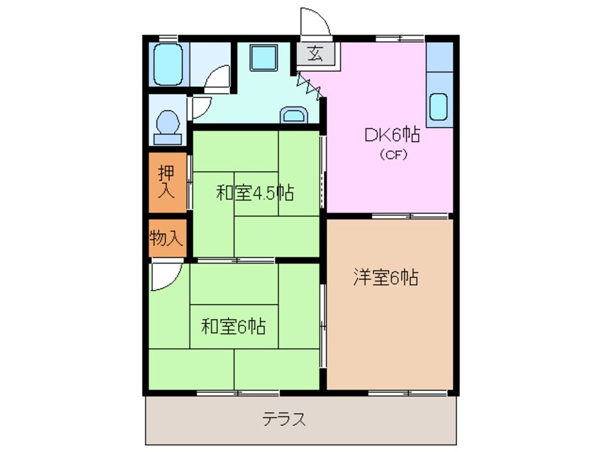 間取図 四日市あすなろう鉄道内部線/南日永駅 徒歩3分 1階 築38年