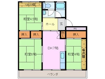 間取図 四日市あすなろう鉄道内部線/日永駅 徒歩7分 2階 築46年