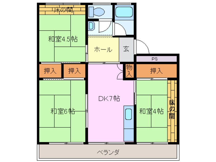 間取図 四日市あすなろう鉄道内部線/日永駅 徒歩7分 2階 築46年