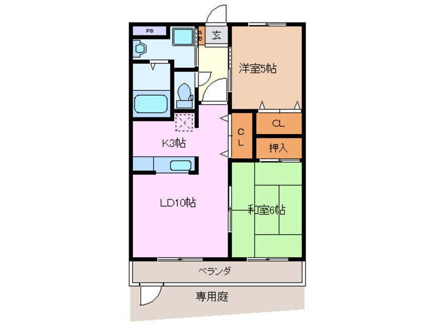 間取図 近鉄湯の山線/高角駅 徒歩9分 1階 築22年