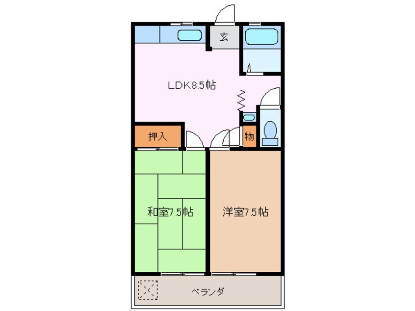 間取図 近鉄湯の山線/高角駅 徒歩9分 2階 築19年