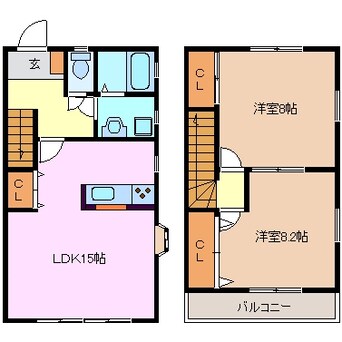 間取図 近鉄名古屋線/楠駅 徒歩9分 1階 築30年