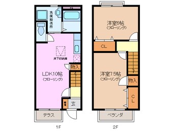 間取図 四日市あすなろう鉄道内部線/内部駅 徒歩8分 1階 築23年