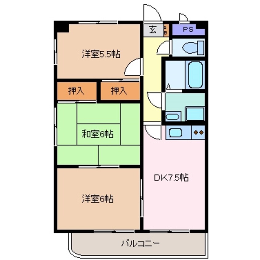 間取図 四日市あすなろう鉄道内部線/小古曽駅 徒歩9分 4階 築27年