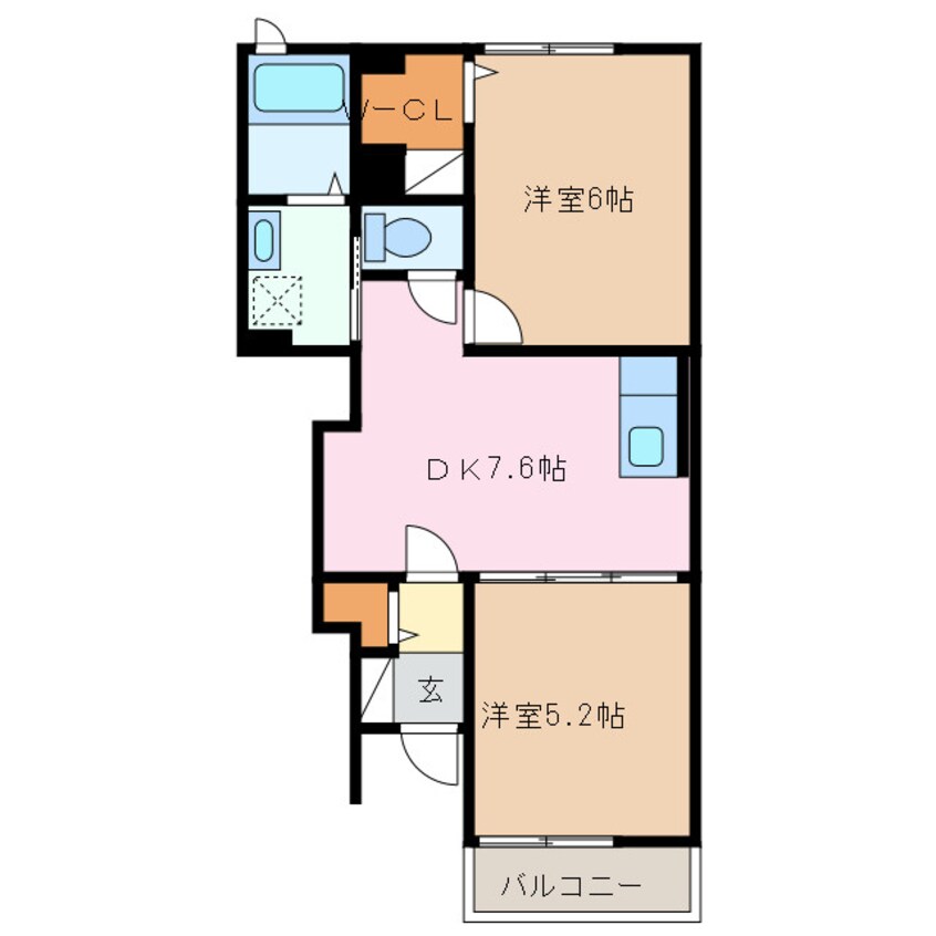 間取図 近鉄名古屋線/北楠駅 徒歩27分 1階 築14年