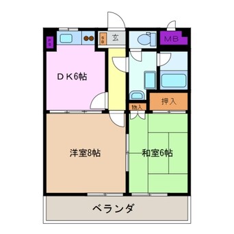 間取図 近鉄名古屋線/楠駅 徒歩3分 2階 築27年