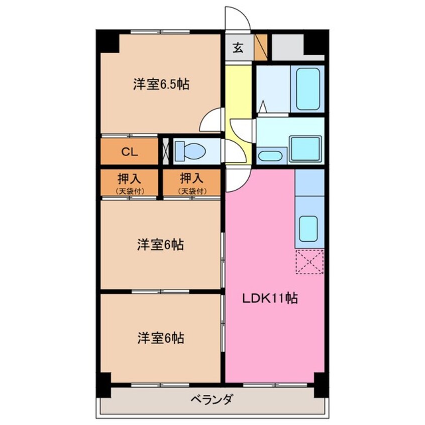 間取図 四日市あすなろう鉄道内部線/赤堀駅 徒歩7分 7階 築30年