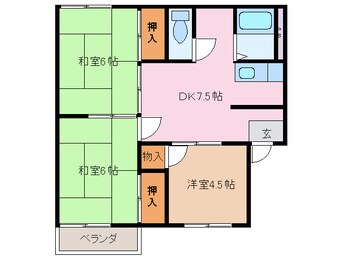 間取図 近鉄名古屋線/北楠駅 徒歩5分 2階 築36年