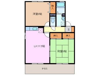 間取図 関西本線（東海）/南四日市駅 徒歩4分 1階 築24年