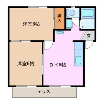 間取図 近鉄湯の山線/伊勢川島駅 徒歩10分 1階 築38年