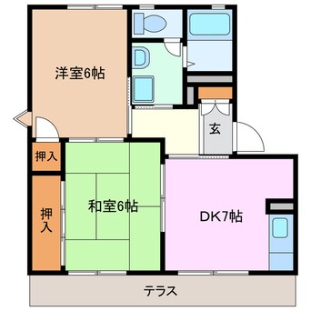 間取図 近鉄湯の山線/伊勢川島駅 徒歩12分 1階 築29年