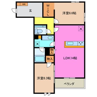 間取図 近鉄湯の山線/中川原駅 徒歩10分 3階 1年未満