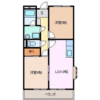 間取図 四日市あすなろう鉄道内部線/内部駅 徒歩4分 3階 築25年