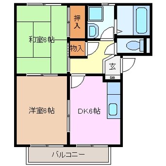 間取図 四日市あすなろう鉄道内部線/追分駅 徒歩5分 2階 築26年