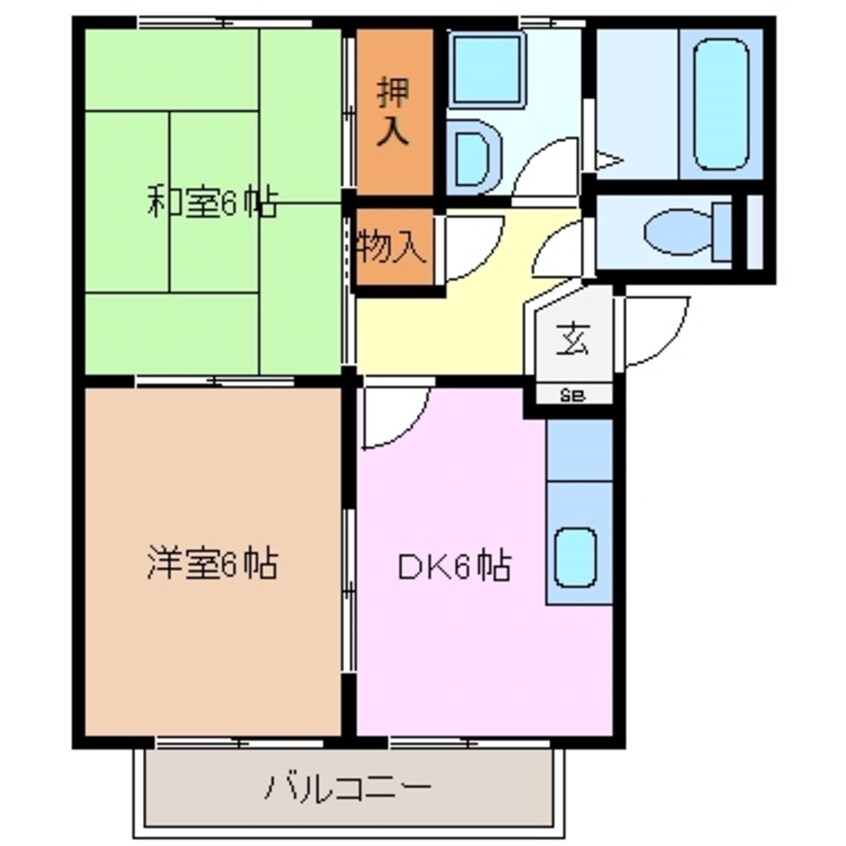 間取図 四日市あすなろう鉄道内部線/追分駅 徒歩5分 2階 築26年