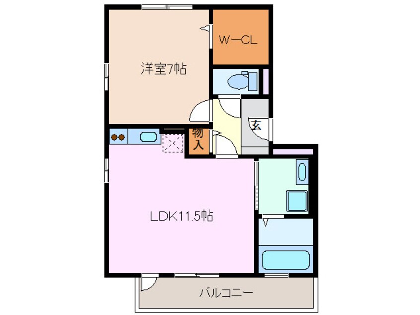 間取図 近鉄湯の山線/桜駅 徒歩15分 2階 築16年