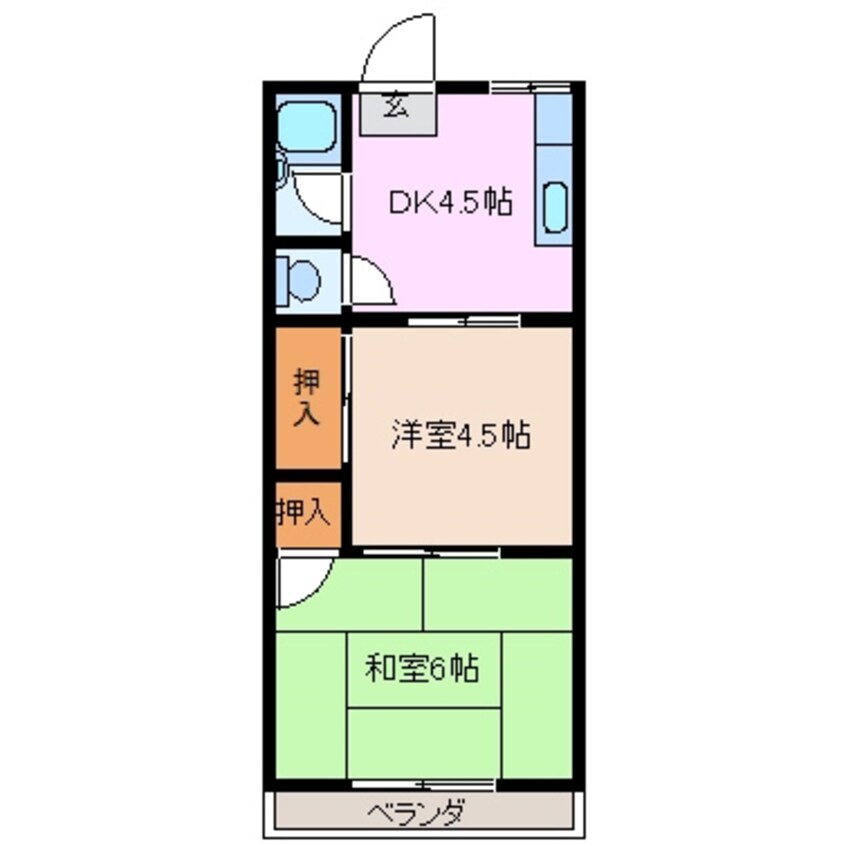 間取図 近鉄湯の山線/伊勢川島駅 徒歩13分 1階 築35年