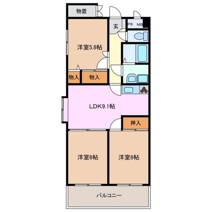 間取図 近鉄名古屋線/新正駅 徒歩7分 4階 築24年