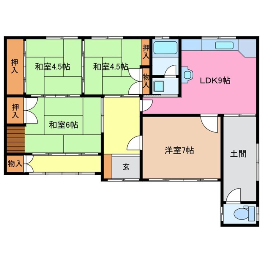 間取図 近鉄名古屋線/塩浜駅 徒歩30分 1階 築65年