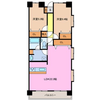 間取図 近鉄名古屋線/新正駅 徒歩8分 11階 築26年