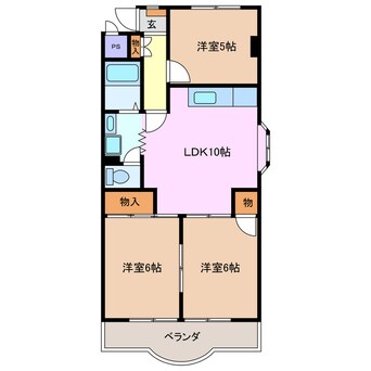 間取図 四日市あすなろう鉄道内部線/南日永駅 徒歩8分 2階 築32年