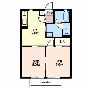 間取り図 近鉄湯の山線/中川原駅 徒歩10分 2階 築27年