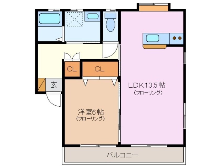 間取図 近鉄湯の山線/中川原駅 徒歩8分 1階 築39年