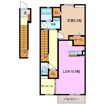 間取図 関西本線（東海）/南四日市駅 徒歩8分 2階 1年未満