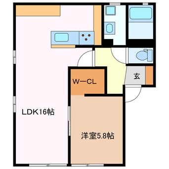 間取図 近鉄湯の山線/中川原駅 徒歩13分 1階 築25年