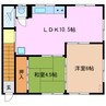 近鉄名古屋線/楠駅 徒歩5分 2階 築45年 2LDKの間取り