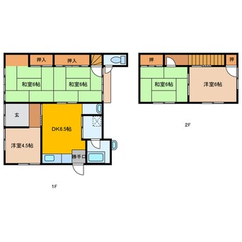 間取図 近鉄湯の山線/伊勢松本駅 徒歩8分 1階 築64年