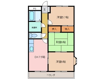 間取図 近鉄名古屋線/近鉄四日市駅 徒歩17分 1階 築25年