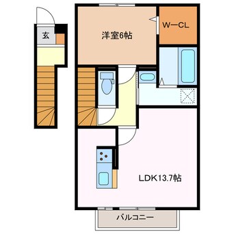 間取図 四日市あすなろう鉄道内部線/日永駅 徒歩5分 2階 1年未満