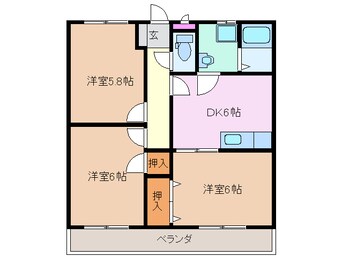 間取図 近鉄湯の山線/桜駅 徒歩10分 2階 築26年