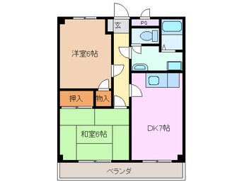 間取図 近鉄湯の山線/桜駅 徒歩10分 2階 築26年