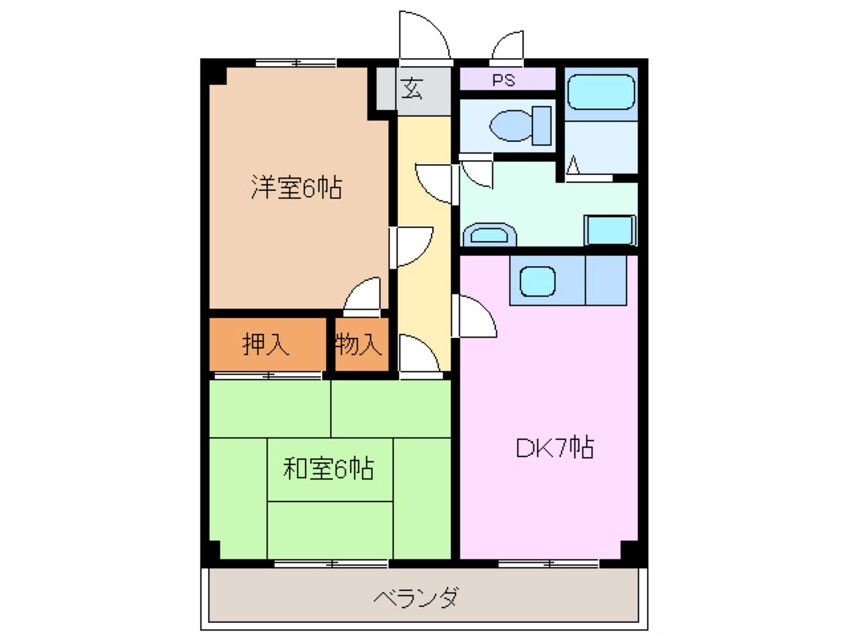 間取図 近鉄湯の山線/桜駅 徒歩10分 2階 築26年