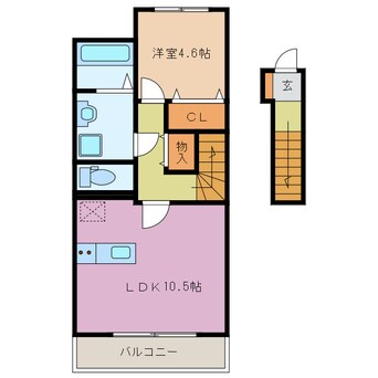 間取図 近鉄名古屋線/塩浜駅 徒歩10分 2階 築4年