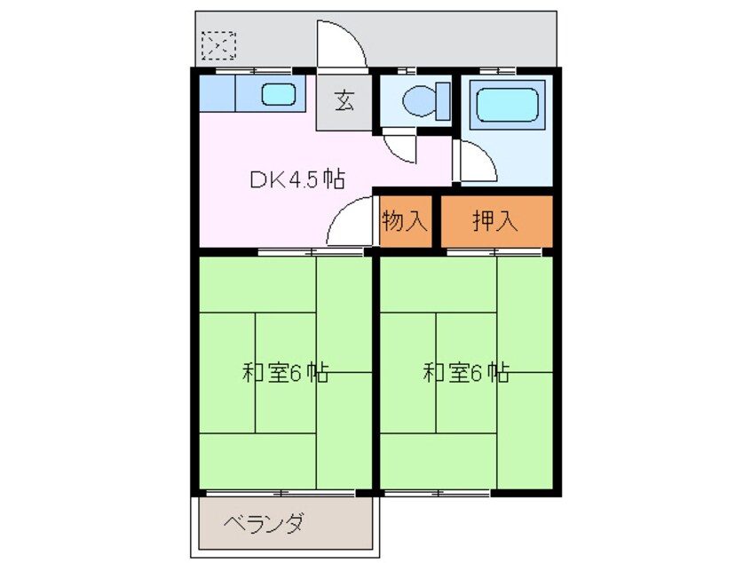 間取図 四日市あすなろう鉄道内部線/南日永駅 徒歩5分 2階 築45年