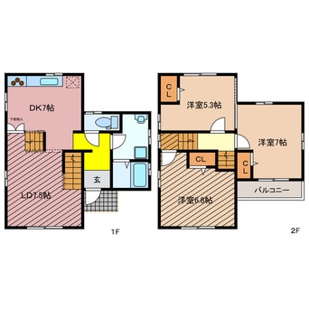 間取図 四日市あすなろう鉄道内部線/内部駅 徒歩12分 2階 築17年