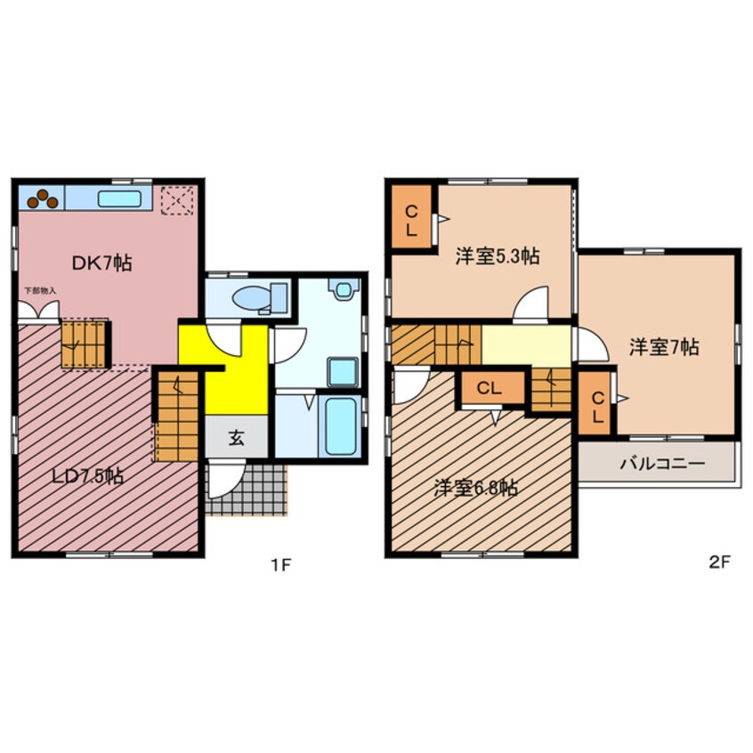 間取図 四日市あすなろう鉄道内部線/内部駅 徒歩12分 2階 築17年