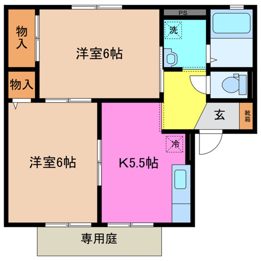 間取図 近鉄湯の山線/伊勢松本駅 徒歩8分 1階 築29年