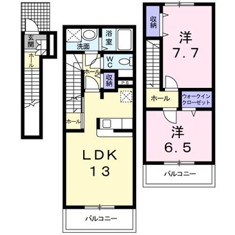 間取図 近鉄湯の山線/中川原駅 徒歩4分 2階 築18年