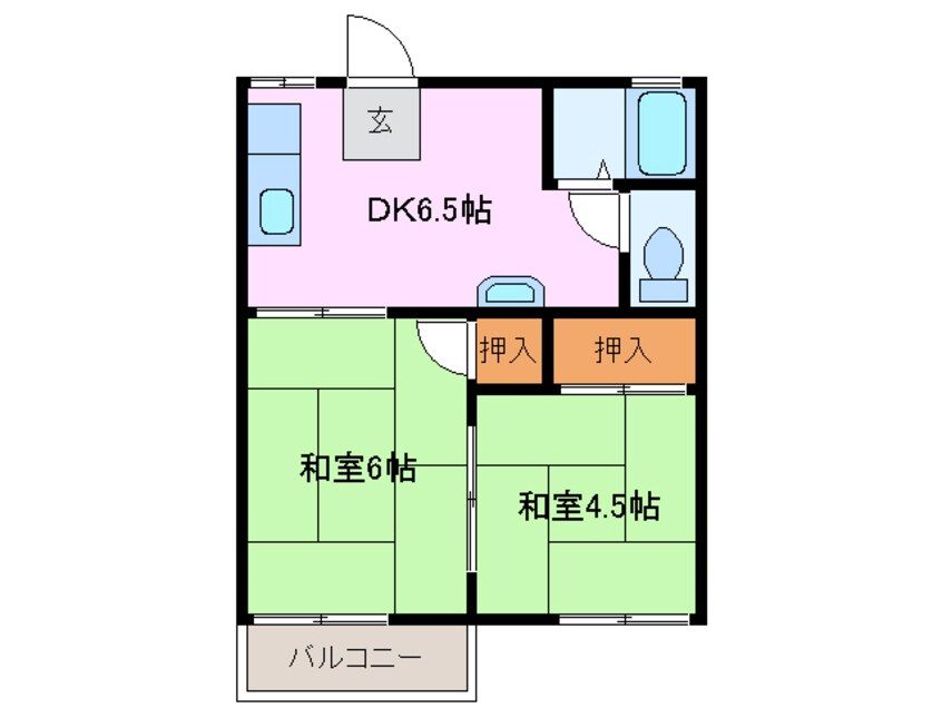 間取図 近鉄湯の山線/伊勢松本駅 徒歩12分 2階 築39年