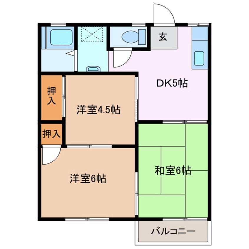 間取図 近鉄湯の山線/伊勢松本駅 徒歩12分 2階 築39年