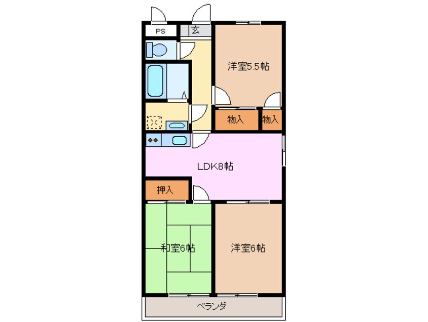 間取図 四日市あすなろう鉄道内部線/赤堀駅 徒歩8分 4階 築29年