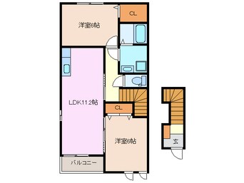 間取図 四日市あすなろう鉄道内部線/日永駅 徒歩20分 2階 築11年